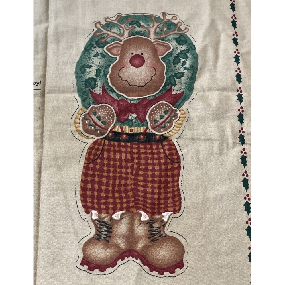 Vintage 90s Daisy Kingdom Fabric Reindeer Door Wall Panel Christmas Cut & Sew